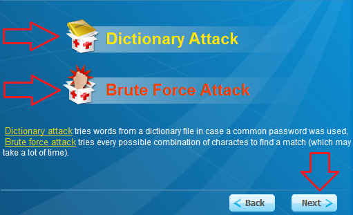 Chọn kiểu dò mật khẩu