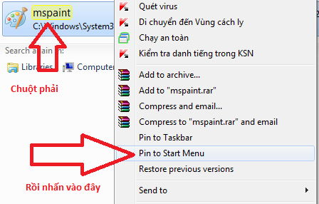 Gắn vào Start Menu Gắn vào Start Menu