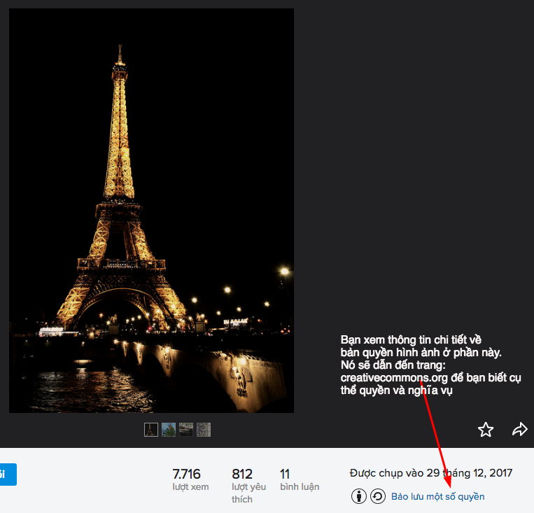 thông tin bản quyền hình ảnh cụ thể
