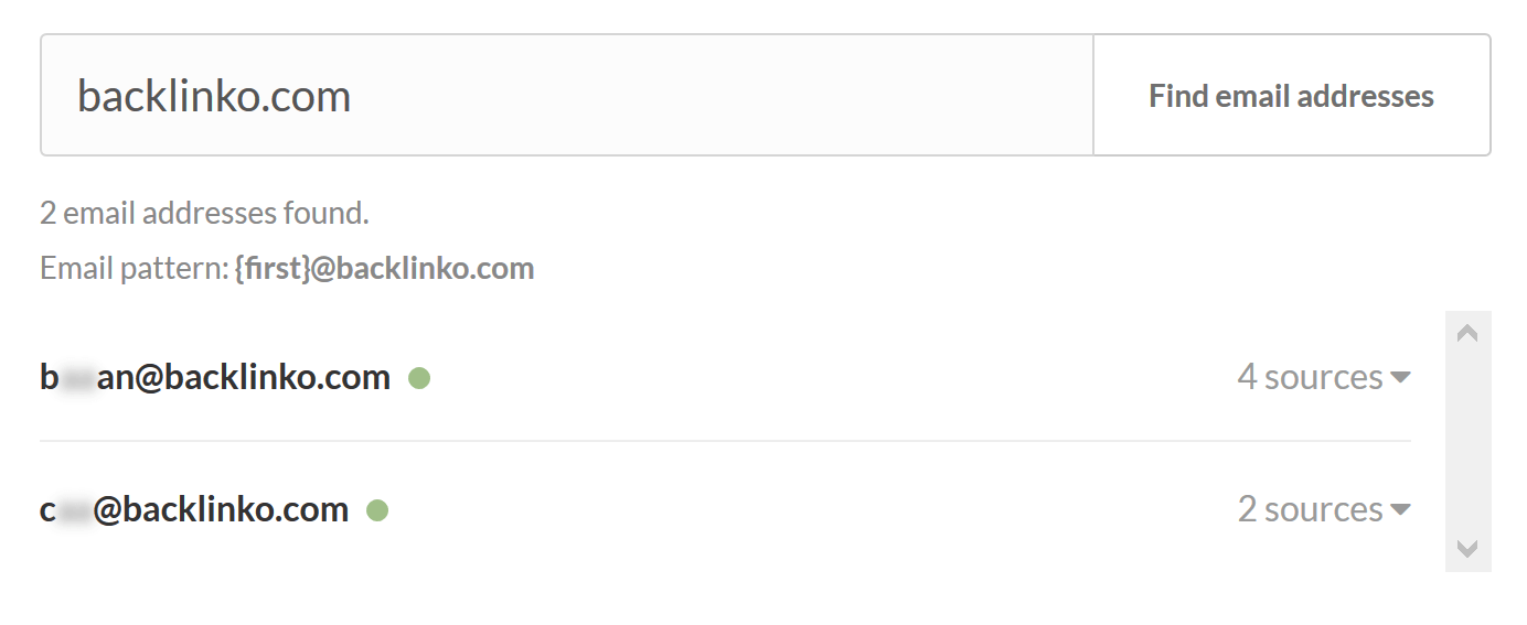 kết quả địa chỉ email của backlinko