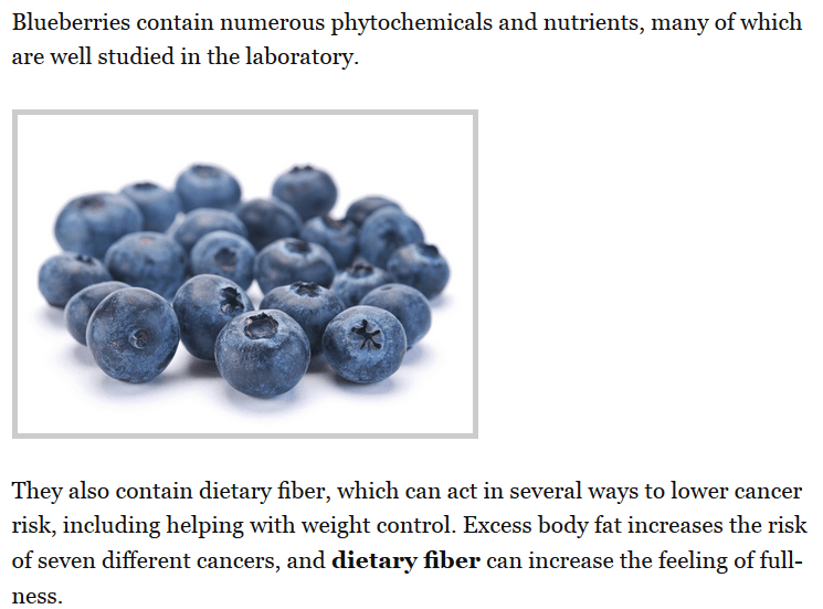 ví dụ về quả việt quất có khả năng làm giảm ung thư