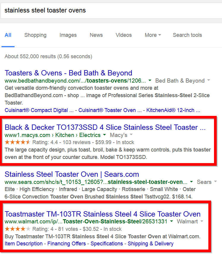 Ví dụ về dữ liệu có cấu trúc trong trang thương mại điện tử