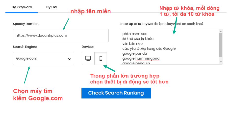 kiểm tra thứ hạng từ khóa trực tuyến