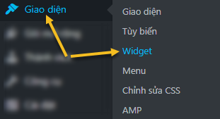 cách vào widget, giao diện tiếng Việt
