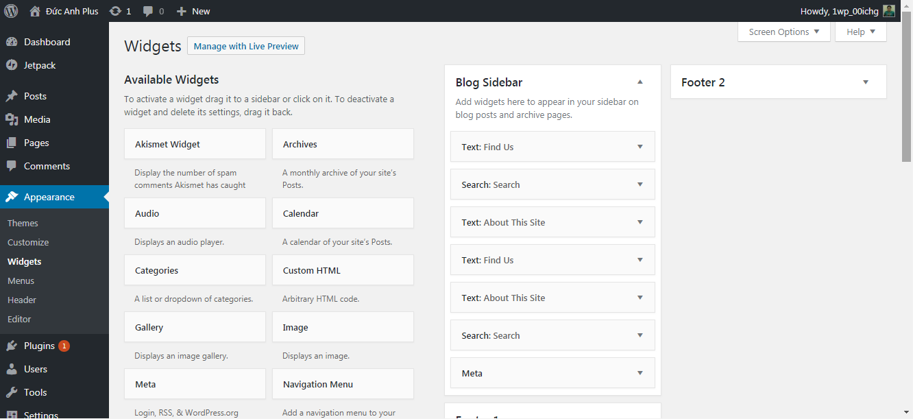 Ví dụ về một trang Widget