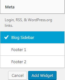 chọn vị trí cho widget