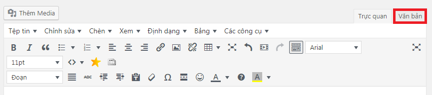 click chọn văn bản wordpress