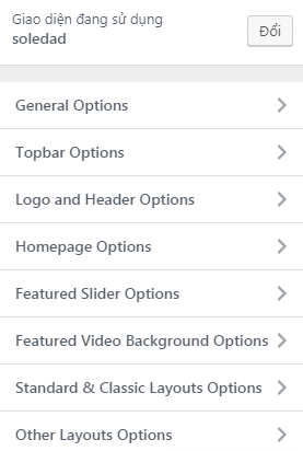 giao diện tùy biến của theme Soledad