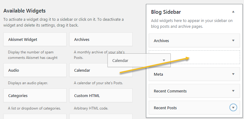 kéo thả widget vào vị trí mong muốn