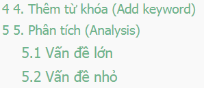 hiển thị phân cấp nhỏ hơn