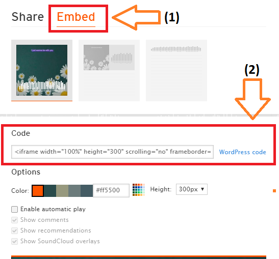 mã nhúng của Sound Coud