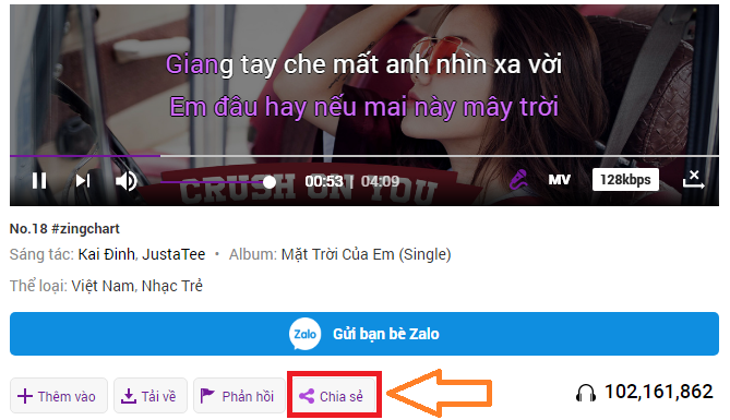 Chia sẻ trên MP3 Zing