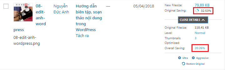 dung lượng ảnh tiết kiệm được