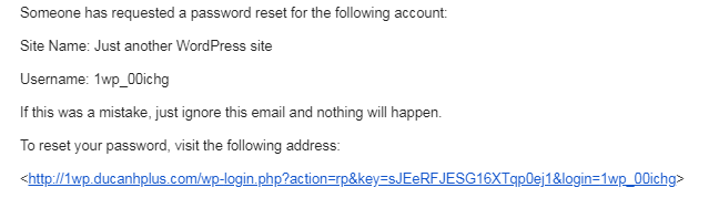 thông tin về cách khôi phục lại mật khẩu