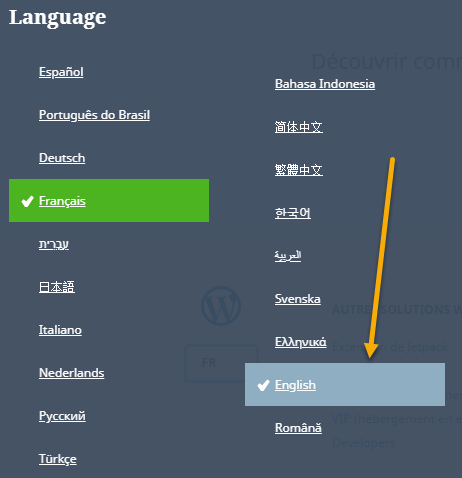 chọn ngôn ngữ là tiếng Anh