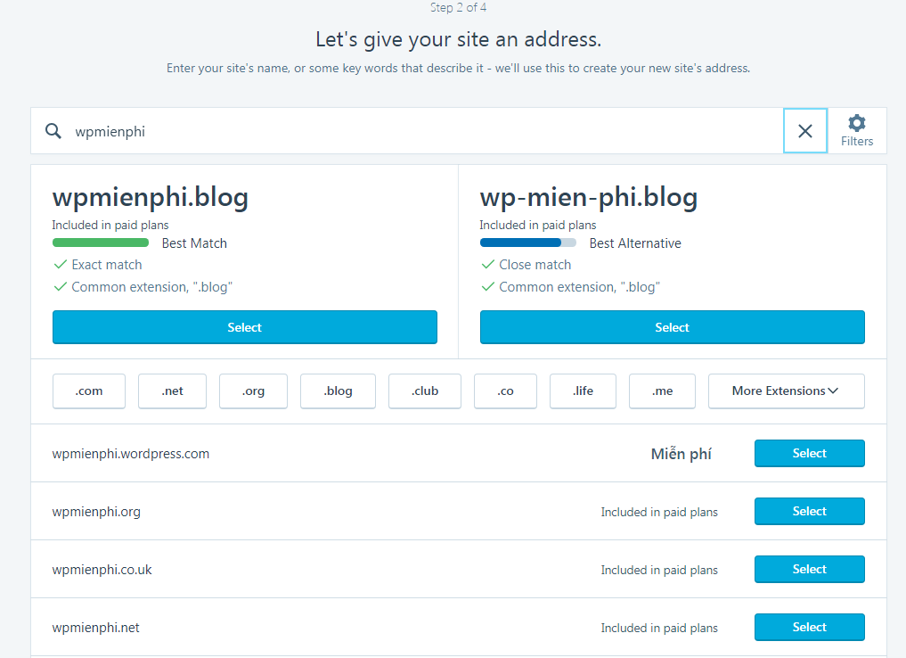 chọn tên cho blog