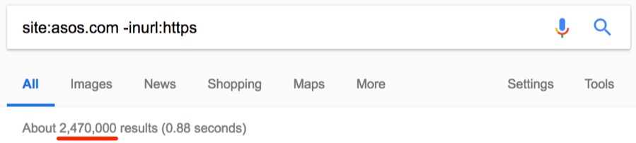 tìm các trang không bảo mật trên ASOS