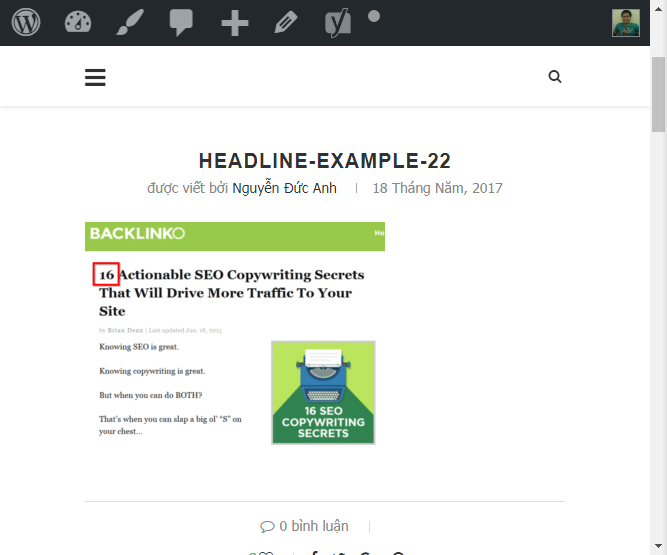 một bài viết ảnh trên trang