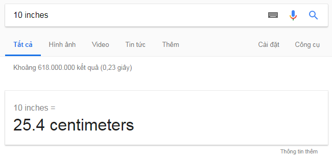 đổi inches sang cm