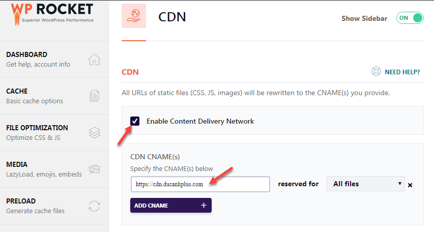 Cài CDN bằng WP Rocket