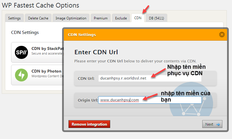 nhập thông tin CDN cho web