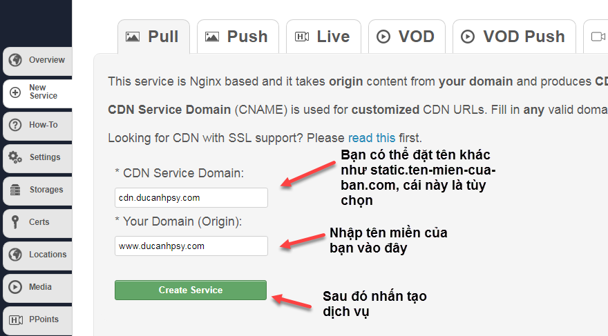 tạo CDN cho web