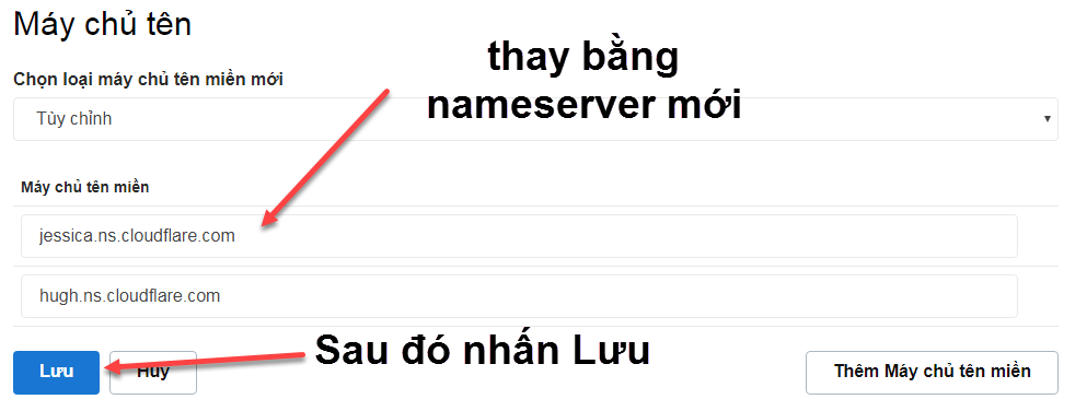 thay bằng nameserver mới