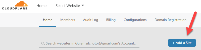 thêm trang web vào CloudFlare