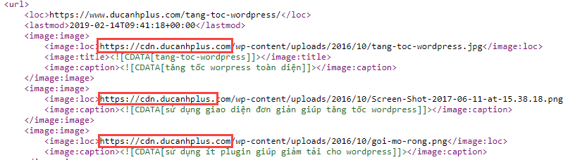 sitemap cập nhật ảnh lưu ở CDN