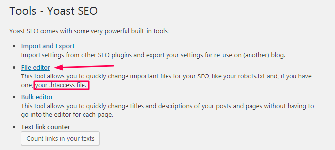 chỉnh sửa .htaccess
