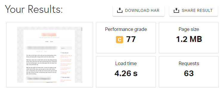 trang có điểm số thấp