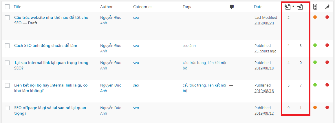 liên kết đến và đi