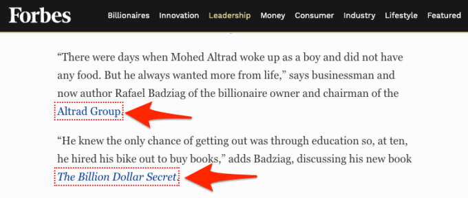 các liên kết nofollow