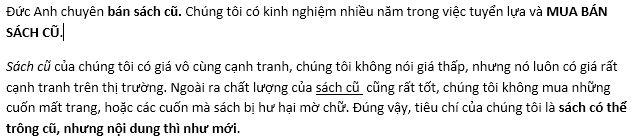 quá nhấn mạnh vào từ khóa
