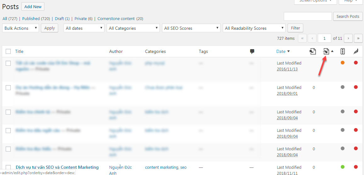 sắp xếp theo số lượng liên kết trỏ đến