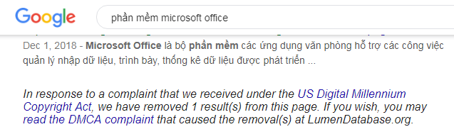 thông báo xóa nội dung vi phạm bản quyền