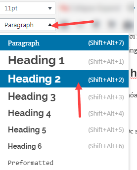 các thẻ h được dùng để làm đầu mục