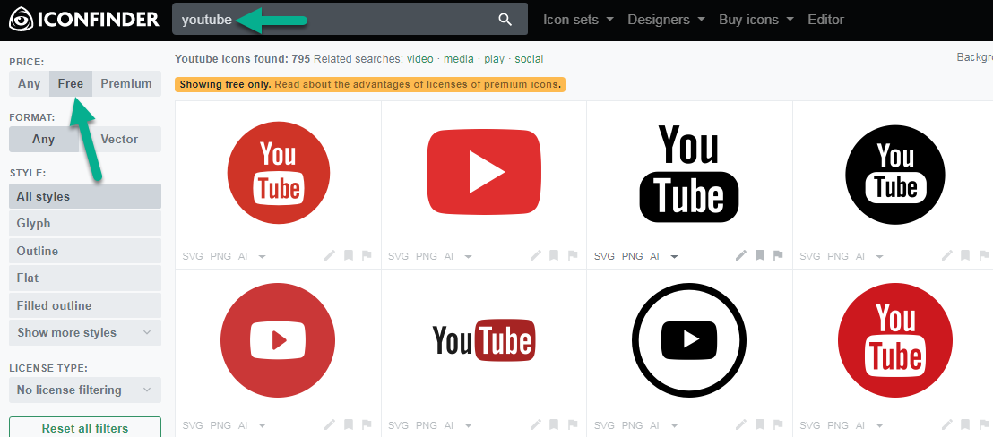 chọn icon miễn phí