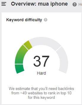 độ khó của từ khóa mua iphone