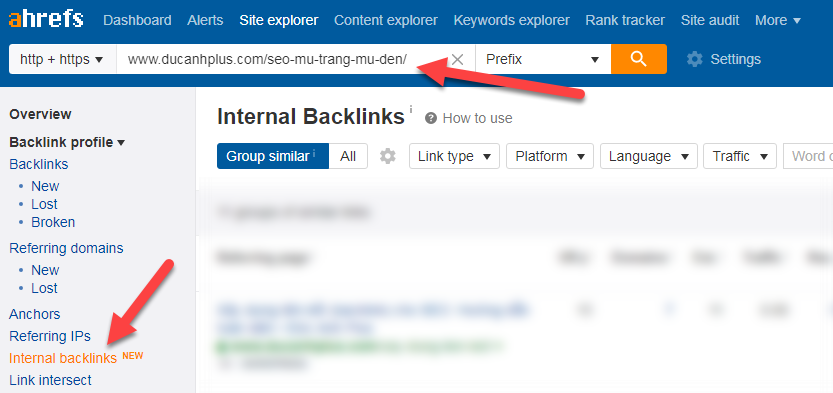 hướng dẫn sử dụng Ahrefs để kiểm tra các liên kết nội bộ