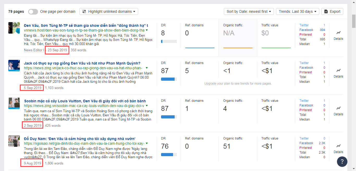 sắp xếp theo thời gian mới nhất
