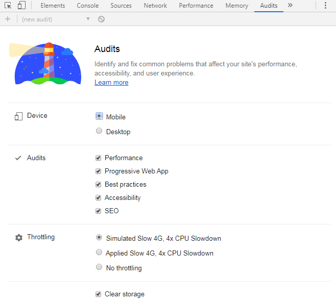 công cụ audit trong devtools