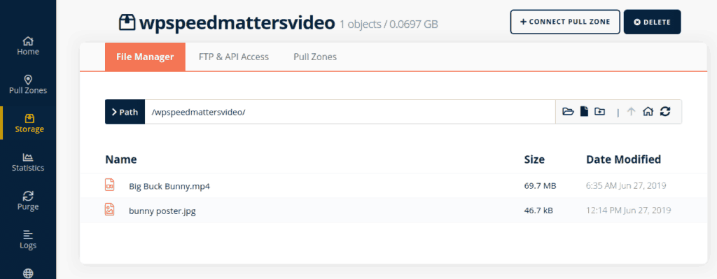 Zone lưu trữ từ Bunny CDN