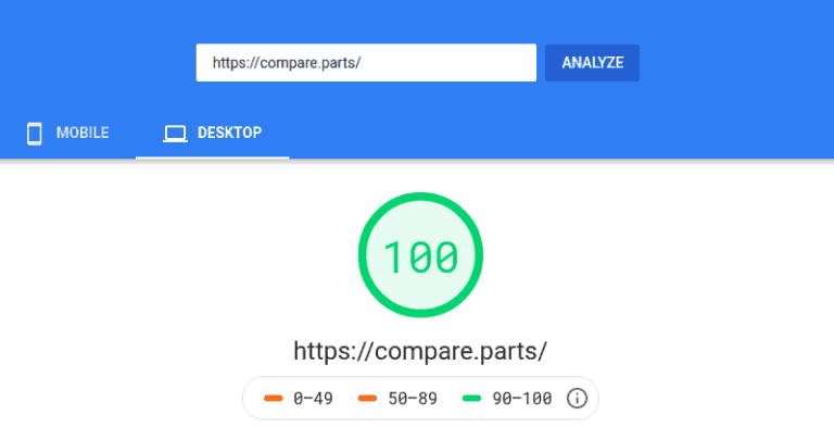 điểm trên Google PageSpeed Insights