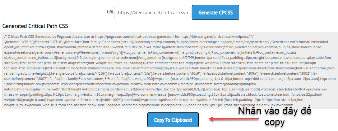copy mã critical CSS