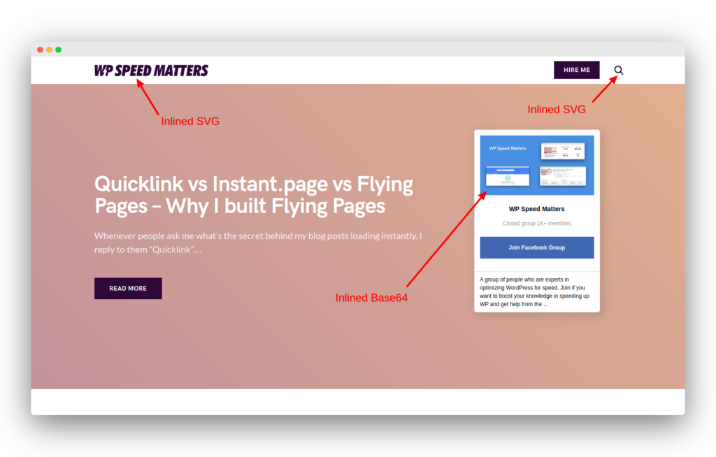 các vị trí được nội tuyến ảnh trên trang của tác giả