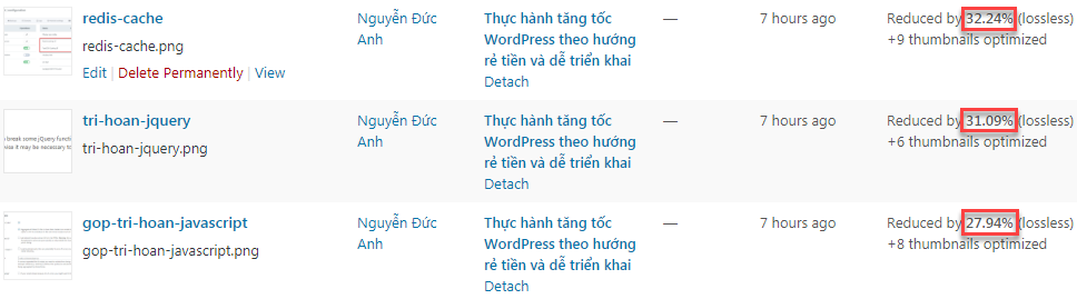 kết quả nén ảnh