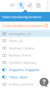 chọn location của máy chủ kiểm tra uptime