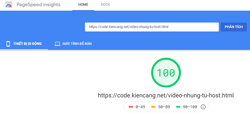 tự host được 100 điểm