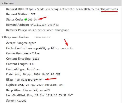 Etag đã thay đổi